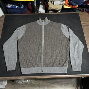 Ballantyne Scotland Vintage McGeorge Cashmere Sweater Men XL Check Cardigan